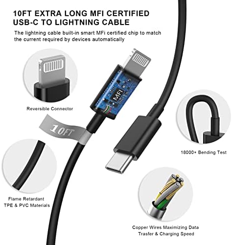 Power Up Your i Phone 16/15: 10 FT Fast Charging Cable Duo with 20 W USB-C Wall Chargers – Ultimate Connectivity for Your i Phone 16 Plus, Pro, Max, and 15 Series – Extended Reach and Rapid Charge Efficiency for On-the-Go Power Solutions
