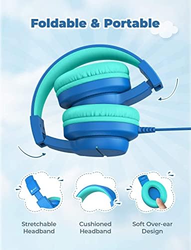 i Clever Kids Headphones: Safe 85 d B Volume-Limited Over-Ear Stereo Sound for Children – Foldable, Lightweight, and Compatible with i Pads and Computers for Easy Travel and Learning