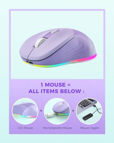 PEIOUS Rechargeable Wireless Jiggler Mouse – Effortless Laptop Companion with Undetectable Movement & On/Off Control for Continuous Workflow – Sleek Black & Grey Design for Enhanced Productivity