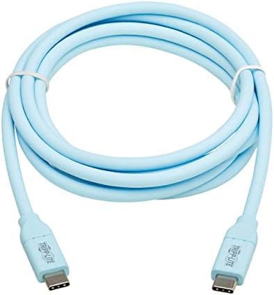 Tripp Lite Safe-IT 240 W USB-C Charge Cable – Ultra-Flexible Male-to-Male Connector for i Phone, i Pad, Android & More, MFi Certified, 6 Feet Light Blue Cable with Enhanced Power Delivery and 3-Year Warranty – Fast Charging & Data Transfer Solution