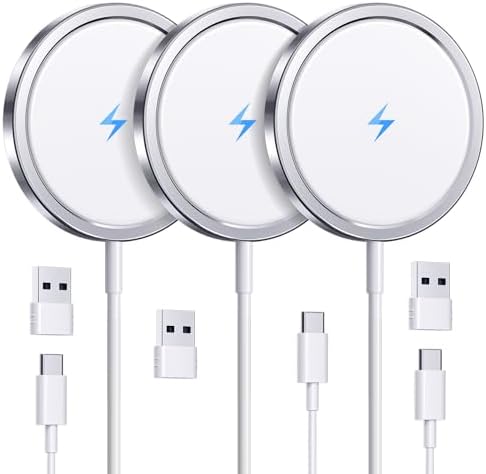 Magnetic Wireless Charger for i Phone 2025 – Fast Charging Pad with Mag Safe Technology, Compatible with i Phone 16/15/14/13/12 Pro Max & Air Pods 2/3/4 – 3-Pack Portable Solution for Cordless Convenience and Enhanced Safety