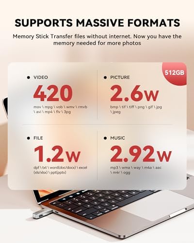 MFi Certified 256 GB Flash Drive – Ultimate Photo Storage for i Phone, i Pad, Android & PC | High-Speed USB 3.0 Memory Stick with Dual Connectors | Seamless File Transfers & Enhanced Compatibility for All Your Devices