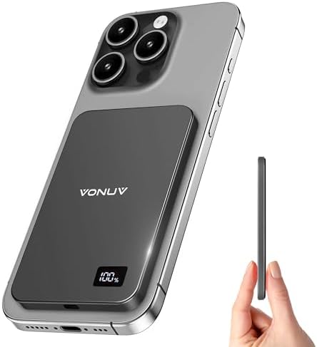 Ultra-Slim Magnetic Wireless Power Bank 5000 m Ah – 15 W Fast Charger for i Phone 16/15/14/13/12 Series – Sleek Metallic Design with USB-C Charging Cable – Enhanced Safety Features for Reliable On-the-Go Power