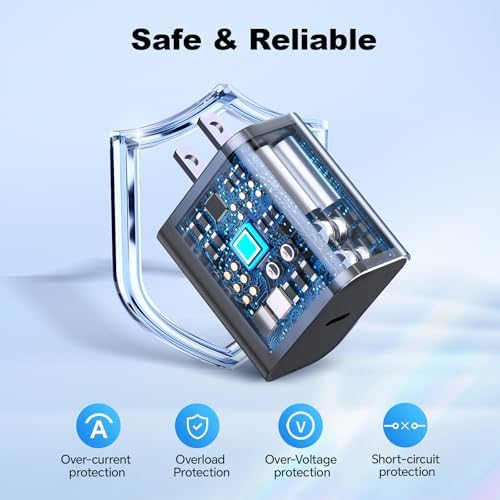 20 W Dual Pack Type C Wall Charger & 6 FT USB-C Cable – Ultra-Fast Charging Solution for i Phone 16/15/Plus/Pro & Samsung Galaxy S23/S22/S21 – Portable Design with Advanced Safety Features for All Your Devices – Perfect for Home, Office, and Travel