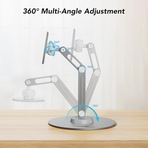 Premium Adjustable Tablet Stand with Magnetic Support – 360° Rotating Metal Holder for i Pad and Tablets – Foldable Multi-Angle Design for Home and Office Use – Sleek Black Finish for Enhanced Compatibility and Stability