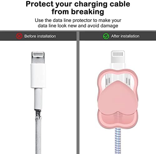 Charming Kawaii Waves DIY Cable Protector for i Phone Chargers – 3 D Love Heart Design, Durable Data Cable Saver for i Phone 11, 12, 13, 14, Pro Max, XS, XR, X, 7, 8 Plus – Lightweight & Easy to Install for Enhanced Charging Experience – Perfect i Phone Charger Accessory to Prevent Fraying and Damage