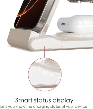 Ultimate 3-in-1 Wireless Charging Station – Compact Travel Charger for i Phone 16/15/14/13/12/SE/11/X/8, Android Devices, Air Pods & Apple Watch – Fast Charge with Enhanced Compatibility, Foldable Design, Aluminum Alloy Build, USB-C Adapter Included – Perfect for Organized Desktops and On-the-Go Power Solutions