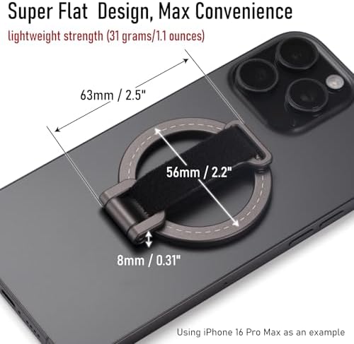 Transform Your i Phone Experience with the Mag Safe Phone Grip Kickstand – Ergonomic Adjustable Strap with 20 N52 Magnets for Ultimate Stability | Foldable & Ultra-Portable Design for Seamless Compatibility with i Phone 12/13/14/15/16 Pro Max | Enhance Hands-Free Use with Secure Magnetic Attachment for Videos and Photos