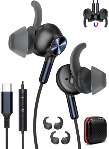 COOYA Sports Wired Earbuds – Premium Hi-Fi Stereo Type-C Headphones with 13 mm Dynamic Drivers for Exceptional Audio, IP4 Sweatproof for Active Lifestyles, Built-In Mic for Seamless Gaming and Calls, 5 ft Cord for Ultimate Flexibility Compatible with i Phone 16 & Samsung Smartphones