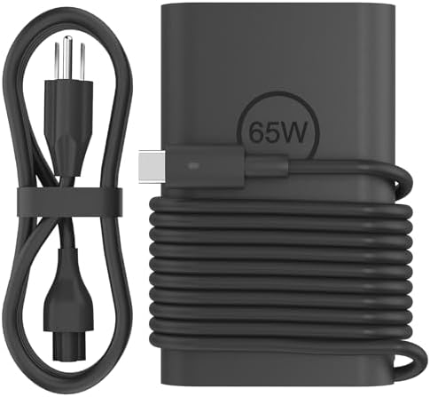 Powerful 65 W USB-C Laptop Charger for Dell – Optimized for XPS & Latitude Series – Lightweight, Travel-Friendly AC Adapter with Advanced Safety Mechanisms – Perfect for Home and Office Use – Versatile Fast Charging Solution for Enhanced Device Performance and Protection