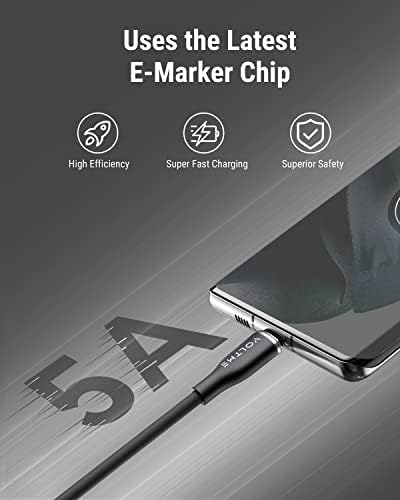 VOLTME 100 W USB C Fast Charge Cable – 6 ft E-Marker Type C to Type C Charger for Mac Book Pro 2021, i Pad Pro 2021, Galaxy S21, Pixel, & Switch – Premium Durability and Enhanced Compatibility for Rapid Power Delivery