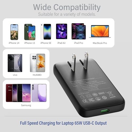 65 W Dual Port USB-C Wall Charger – Ga N Fast Charging Adapter with PPS for Laptops, Tablets & Smartphones – Compact Design with Folding Plug for Travel & Home Use – Stylish White Finish for Modern Aesthetics