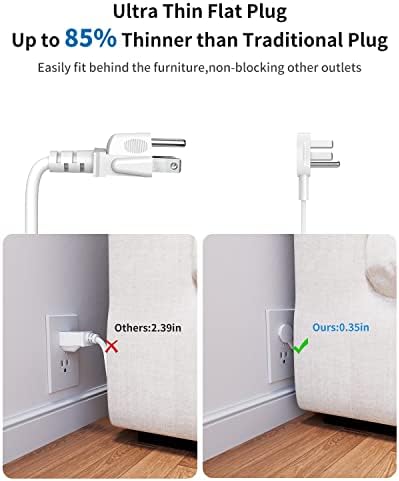 NTONPOWER 10 FT 2 Prong to 3 Prong Power Strip with 4 USB Ports – Wall-Mountable Non-Grounded Outlet Adapter for Enhanced Device Charging and Flexible Placement in Older Homes – 180° Non-Polarized Design for Maximum Convenience and Safety