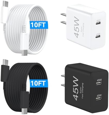 Power Up Your Devices Instantly with the 45 W Dual USB-C Fast Charger for i Phone 16 Series – Includes 6.6 FT USB-C Cable for Maximum Convenience and Compatibility with Pad Pro/Air, Galaxy S25/S24, and More – Compact, Reliable, and Efficient Charging Solution