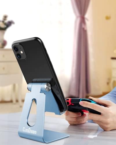 CreaDream Adjustable Cell Phone Stand, Phone Stand, Cradle, Dock, Holder, Aluminum Desktop Stand Compatible with Phone 13 12 Pro Max Charging, Accessories Desk, All Mobile Phones, Sierra Blue – Enhanced Compatibility and Speed
