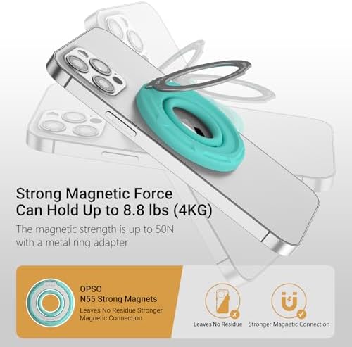 OPSO Magnetic Phone Ring Holder for Mag Safe – 360-Degree Rotating Silicone Finger Grip with Adjustable Kickstand Compatible with i Phone 16/15/14/13/12/Pro/Max & Samsung – Ultimate Hands-Free Essential for Enhanced Device Usability and Stylish Stability