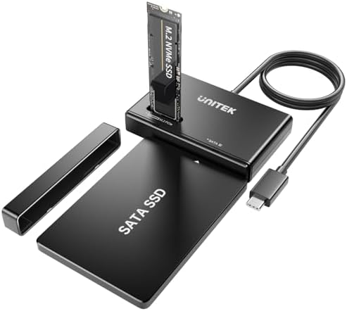Unitek M.2 NVMe SSD Enclosure Adapter – Ultra-Fast 10 Gbps USB 3.2 Tool-Free External Hard Drive Reader, Versatile M Key Compatibility for M.2 and SATA SSDs, Compact Design for Effortless Portability and Enhanced Data Access