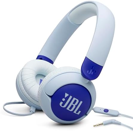 JBL Junior 320 On-Ear Kids Headphones – Safe Sound Technology with Built-in Mic & Customizable Stickers for Fun Personalization, Perfect for Music, Movies, and Learning