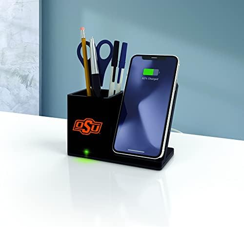 NCAA Unisex Fast Wireless Charging Stand & Desk Organizer – Stylish Multi-Device Charger for Sports Enthusiasts, Efficient Workspace Solution with Built-in Accessory Compartments