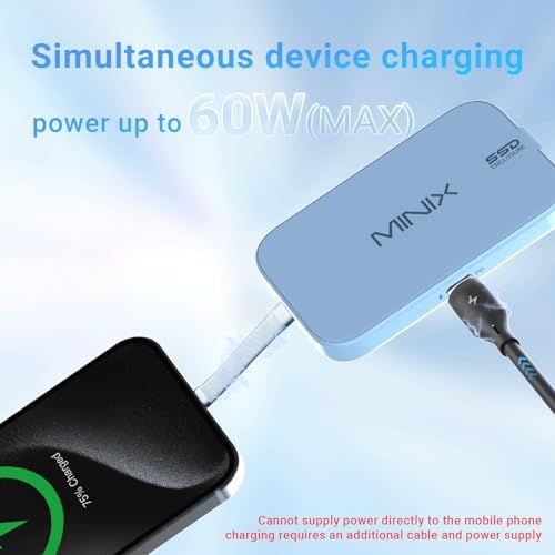 MINIX Magnetic M.2 2230 NVMe SSD Enclosure for i Phone 15/16 Pro Max – Premium External Storage Solution with USB-C Audio Port, Fast 60 W Power Delivery, and Compatibility for i Pad Pro & Mac Book – Enhance Your Data Access & Portability