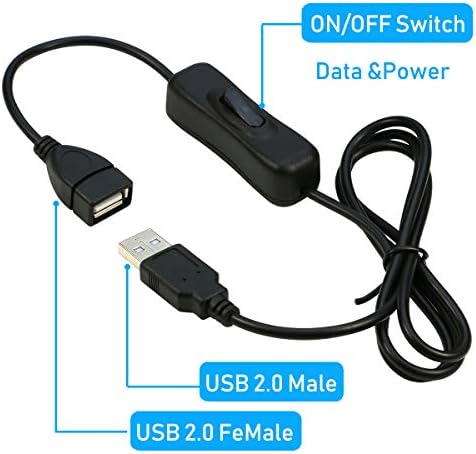 RIITOP 3-Meter USB ON/Off Switch Cable (2-Pack) – Versatile USB 2.0 Male to Female Extension with Power Control for Headsets and LED Strips – Optimize Your Workspace with Enhanced Compatibility and Energy Efficiency