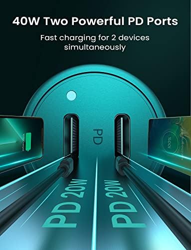 AINOPE 56 W Ultra-Compact USB C Car Charger – Dual USB PD 3.0 Fast Charging Adapter for i Phone 15 Series, Galaxy Devices & i Pad Pro – Travel-Ready Design with Advanced Safety Features for Effortless Power On-the-Go
