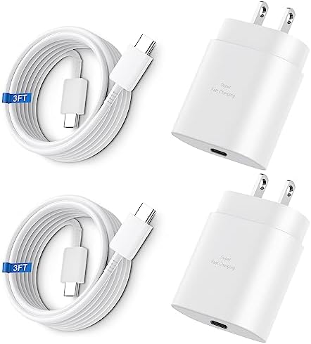 High-Speed 25 W Type C Wall Charger for Samsung Galaxy S25 Series – Includes Dual 10 FT USB-C Cables for Enhanced Flexibility and Safety – Lightning-Fast Charging with Compact Design for Travel Enthusiasts and Everyday Users