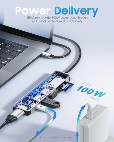 Unlock Seamless Connectivity with the Hiearcool 7-in-1 USB C Hub Adapter – High-Speed USB 3.0, 4 K HDMI Output, and 100 W Power Delivery for Mac Book Pro and Type C Devices – Your Ultimate Multi-Port Solution for Enhanced Productivity and Effortless Data Transfer