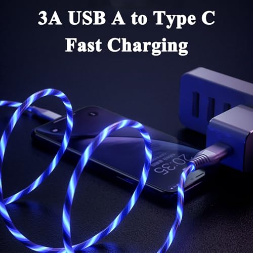 Illuminate Your Charging Experience: Premium 78-Inch Light Up USB C Charging Cable with 3 A Fast Charging Capability – Universal Compatibility for i Phone 16/15/Pro/Plus/Pro Max, Galaxy S24/S23/S22/S21/S20, i Pad, Pixel & More – Durable, Stylish LED Indicator for Nighttime Visibility and Enhanced Convenience