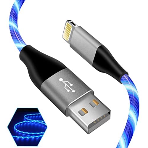 LED Light-Up i Phone Charging Cable – MFi Certified 6 FT USB A to Lightning Fast Charger for i Phone 13, 12, 11, X, XS, XR, 8, 7, 6 S, 5 S, i Pad, i Pod Touch (Durable Purple Design) – Effortless Monitoring & Enhanced Speed
