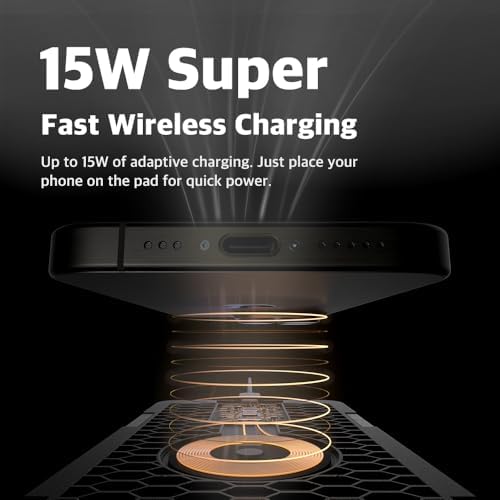 Enhance Your Workspace Efficiency with the POUT H3 Split Wireless Charging Mouse Pad – Fast Qi Charger for Seamless Device Power, Magnetic Alignment for Precision Use, Premium Anti-Slip Surface in Elegant Midnight Blue – Perfect for Smartphones and Earbuds – Elevate Your Productivity with Style and Functionality