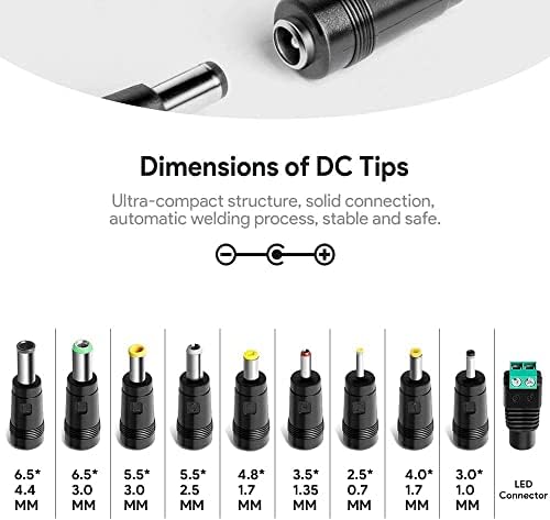 Universal 15 V 60 W AC/DC Adapter with 10 Interchangeable Tips – Versatile High-Compatibility Power Supply for 15 V Devices, Ideal for Efficient Charging, 4 A Output, Compact Design for Home, Office, and Travel Use