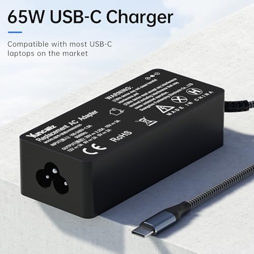 Efficient 65 W USB-C Laptop Charger for Lenovo Think Pad T14, T14 s, T15, Yoga, Think Book & Chromebook | Ultimate Fast Charging Solution with Lightweight Design for Home & Office | Advanced Safety Features for Enhanced Device Protection and Performance