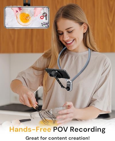 Revolutionize Your Content Creation with Our Adjustable Magnetic Neck Phone Holder – Hands-Free POV/Vlog Filming for i Phone & Android, 650 mm Versatile Neck Mount for Cooking, Riding, and Outdoor Adventures, Essential Accessory for Creative Innovators