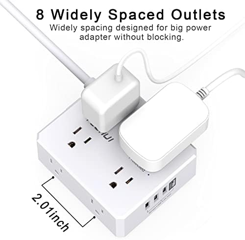 Maximize Your Power Management with a 6 Ft Surge Protector Power Strip – 8 Outlet Extension Cord Featuring 4 Fast USB Charging Ports (1 USB-C), Ideal for Home Office Convenience and Safety, ETL Listed for Enhanced Surge Protection and Compatibility