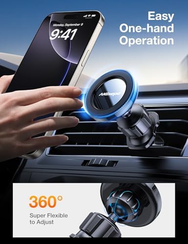 AKESEPE for MagSafe Car Mount [2025 Strongest Magnet Power] Magnetic Phone Holder for Car Vent 360° Rotation Magnetic Car Phone Holder Mount for iPhone 16 Pro Max 15 14 13 Plus Mini – Enhanced Compatibility and Speed