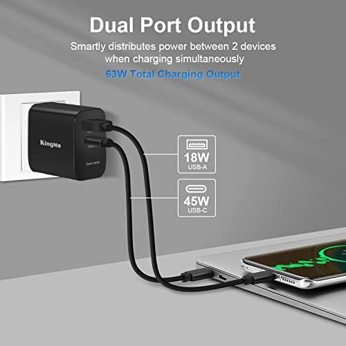 High-Efficiency 65 W Ga N USB-C Charger for Surface Pro Series – Ultra-Compact Dual Port Travel Adapter with Fast Charging Capability for Surface Pro 3/4/5/6/7/8/X Go/Book/Studio i5 – Advanced Safety Features and Wide Device Compatibility