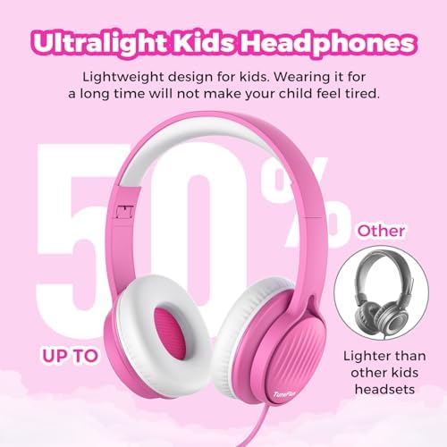 Tune Flux Safe Sound Kids Headphones – Wired Toddler Audio Gear with 85 d B Volume Limiting for Hearing Protection – Comfortable Foldable Design in Purple for School, Travel, and Tablet Use – Premium Stereo Sound for Young Listeners