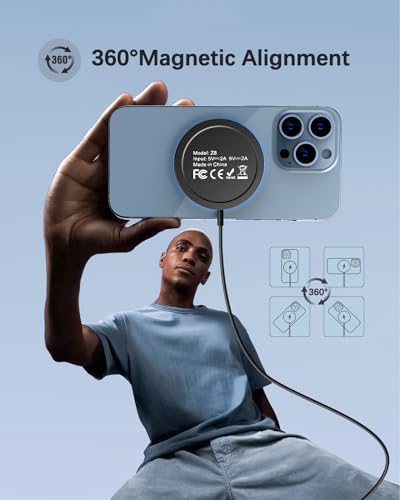 Magnetic Wireless Charger 15 W Dual Pack – High-Speed Mag Safe Charging Pad for i Phone 16/15/14 Series & Air Pods – Enhanced Stability with LED Indicator – Perfect for Nighttime Use and Seamless Device Compatibility