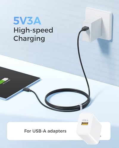 Ultra-Flexible 10 FT USB A to USB C Cable Set – 3-Pack for Seamless Charging & Data Transfer | Compatible with i Phone 16/15 Pro Max Plus, Galaxy S23, Apple Car Play & Android Auto | Premium White Design for Maximum Versatility and Speed