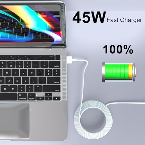 Universal 45 W Mac Book Air Charger – Magnetic T-Tip AC Power Adapter for A1436, A1466, A1465 Models – Compact & Lightweight with Foldable Plug – Fast Energy Delivery for 11″ and 13″ Laptops (2012-2017) – CE/Ro HS Certified for Safety – Includes 6 ft Power Cord & Free Rechargeable Charger – 12-Month Satisfaction Guarantee
