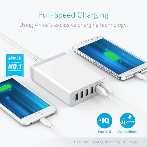 Anker 60 W 6-Port USB Charging Station – Ultimate Multi-Device Fast Charging Hub for i Phone 14/13, i Pad Pro/Air/Mini, Galaxy S23/S22/S21, Note 20 Ultra & More – Compact Design with Enhanced Safety Features for Efficient Power Management and Versatile Compatibility