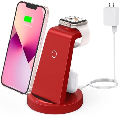 3-in-1 Wireless Charging Station for i Phone, Apple Watch & Air Pods | Fast, Efficient Multi-Device Charger with Enhanced Compatibility for i Phone 14/13/12/11/Pro/SE/XS/XR/X/8 Plus/8 | Sleek Design for Home & Office Use