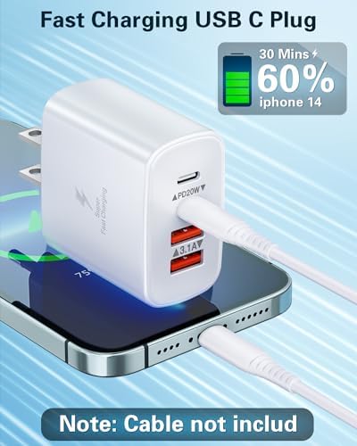 Dual-Pack 40 W USB C Charger Block – Fast Charging Power Adapter with 4 Ports for i Phone, Samsung, and i Pad – High-Speed Multi-Device Charging Solution with Enhanced Compatibility and Portability – Perfect for Home, Office, and Travel