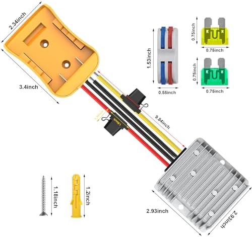 Premium High-Efficiency 18 V to 12 V Buck Converter Regulator – Advanced DC Power Adapter for Golf Carts & LED Strip Lighting with Dual Fuse Protection, Low Voltage Safeguarding, and Simplified Wire Terminal Setup for Optimal Performance