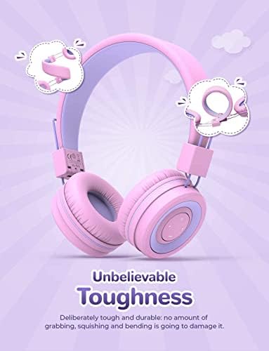 Stylish Pink i Clever BTH02 Kids Bluetooth Headphones – Unmatched 93-Hour Playtime, Lightweight & Foldable Design for Easy Portability, Fast Type-C Charging, Advanced Bluetooth 5.4 Connectivity, Safe Volume Limiting for Young Learners, Perfect for Music, Audiobooks, and School Use – Your Child’s Ultimate Audio Experience
