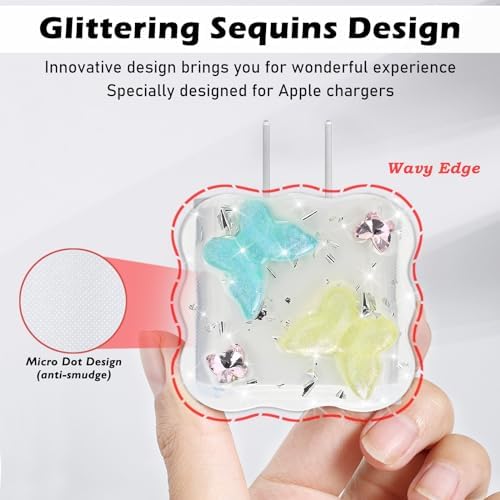 Bling Pink Butterfly Wave Cable Protector for i Phone Charger – Stylish USB Cover and Cord Saver for Lightning Cables, Durable Protection Against Damage, Lightweight and Easy to Clean Charging Accessory
