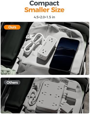 TESSAN 5 FT Flat Plug Extension Cord with 4 AC Outlets, 1 USB-C & 2 USB-A Ports – 900 Joules Surge Protector Power Strip for Home Office & Dorm Room – Maximize Charging Efficiency & Space Savings with Versatile Power Accessory