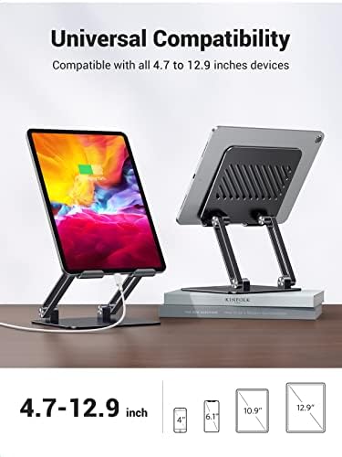 UGREEN Premium Adjustable Aluminum Tablet Stand Holder – Dynamic Multi-Angle Desk Accessory for i Pad Pro, Air, Mini, and Smartphones – Dual Rod Engineering for Unmatched Stability – Perfect for Home Office and Enhanced Productivity – Transform Your Viewing and Work Experience