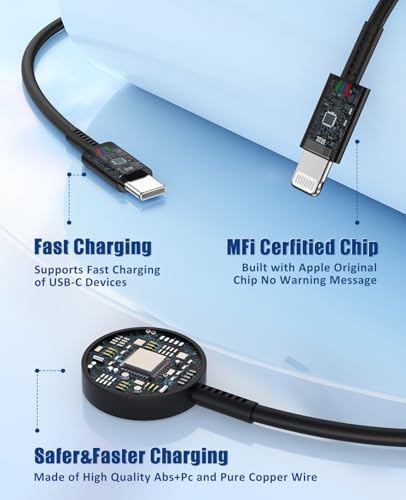 Ultimate 3-in-1 Fast Charging Cable for Apple Devices – 20 W USB-C Charger with 6 FT Length for Seamless Compatibility with Apple Watch Ultra2/SE/10/9/8/7/6/5/4/3 & i Phone 15/16 Pro Max/14/13/12/11 – Elegant White Design for Effortless Organization and Rapid Charging Efficiency